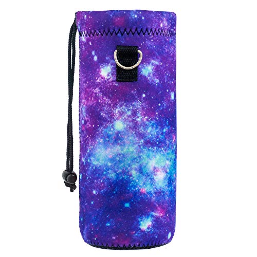 AORTDES Neoprene Water Bottle Carrier Bag with Adjustable Shoulder Strap for Men Women Walking Hiking,Portable Insulated Holder Case for Stainless Steel/Glass/Plastic Bottles (Purple Galaxy, 1000ML) - Image 4