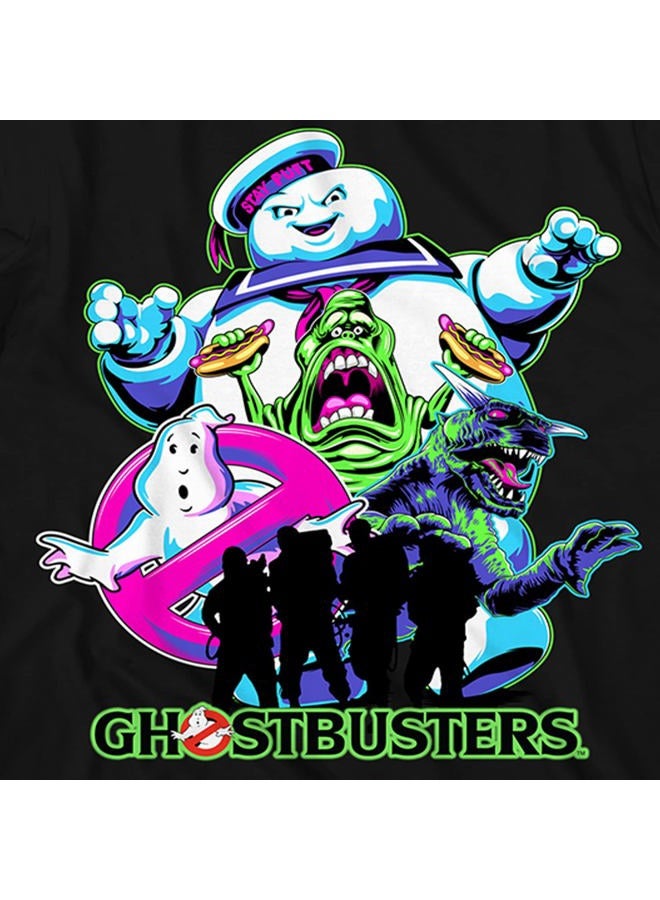 GHOSTBUSTERS Mens Ecto1 Slimer Shirt Stay Puft Logo Tee Shirt Graphic T-Shirt (Black Neon, Large) - Image 2