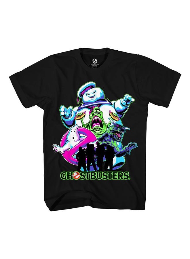 GHOSTBUSTERS Mens Ecto1 Slimer Shirt Stay Puft Logo Tee Shirt Graphic T-Shirt (Black Neon, Large) - Image 1