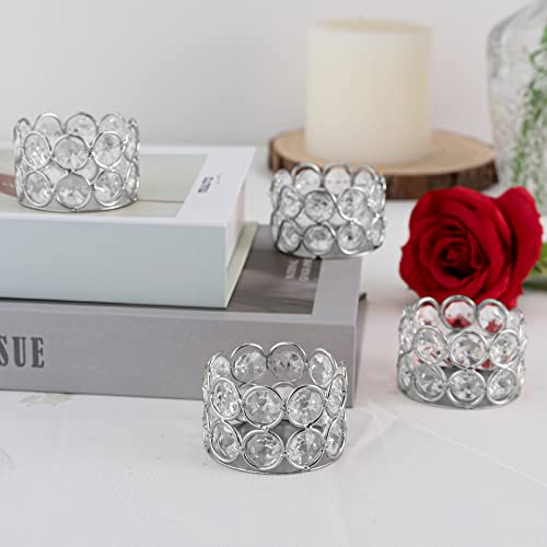 VINCIGANT Silver Crystal Tea Light Candle Holders Set of 12 for Wedding Home Table Centerpiece Decoration,Easter Gift(Candle Excluded) - Image 5