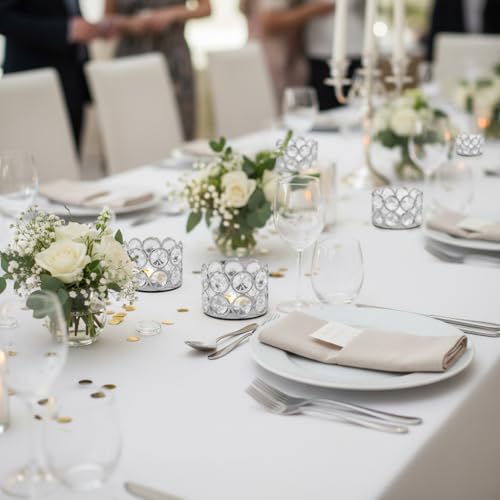 VINCIGANT Silver Crystal Tea Light Candle Holders Set of 12 for Wedding Home Table Centerpiece Decoration,Easter Gift(Candle Excluded) - Image 2
