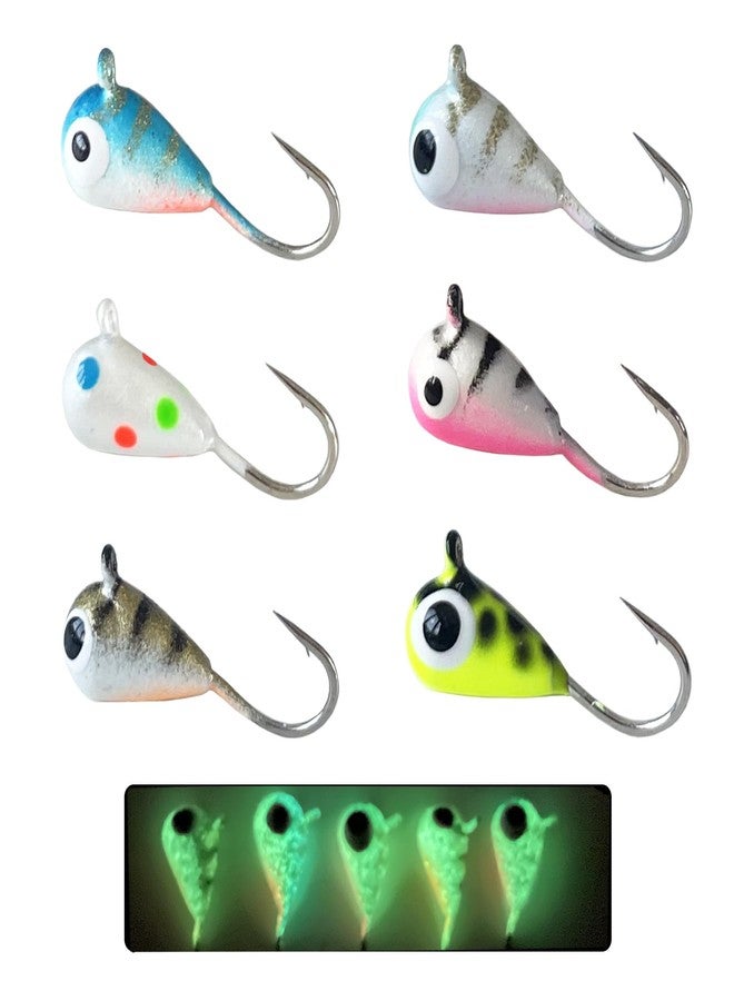 Bombite Tungsten Ice Fishing Jig Set Super Sensitive Ice Jigs Ice Fishing Lures for Crappie Panfish Sunfish Bluegill Perch Walleye Pike 6pcs 3mm - Image 1