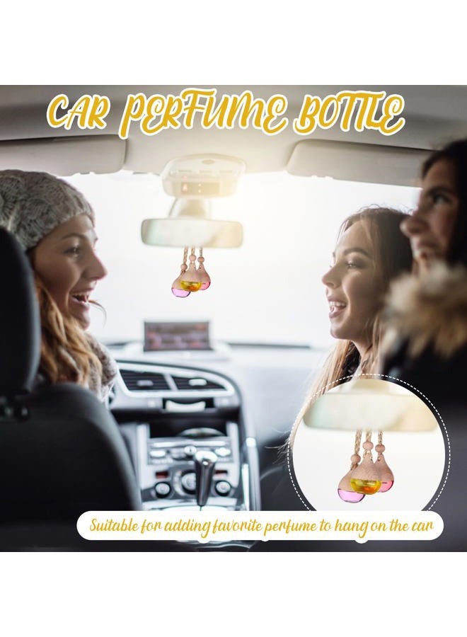 Mkhaslri 60 Pcs Hanging Car Air Freshener Car Diffuser Bottle Empty Glass Perfume Bottles Air Freshener Diffuser Bottle Pendant for Essential Oils Fragrance Aromatherapy Ornament Decor (Water Drop) - Image 5