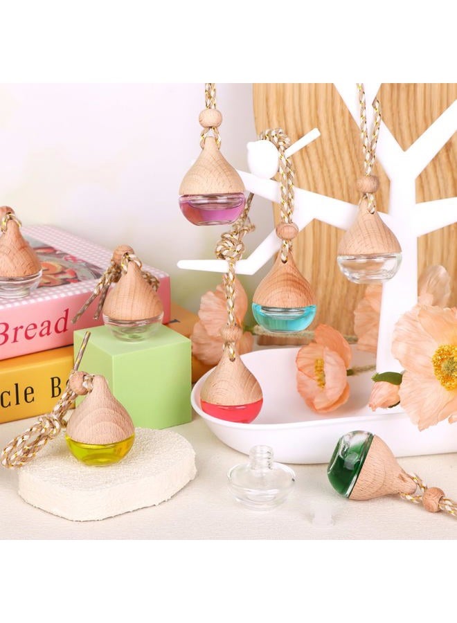 Mkhaslri 60 Pcs Hanging Car Air Freshener Car Diffuser Bottle Empty Glass Perfume Bottles Air Freshener Diffuser Bottle Pendant for Essential Oils Fragrance Aromatherapy Ornament Decor (Water Drop) - Image 4