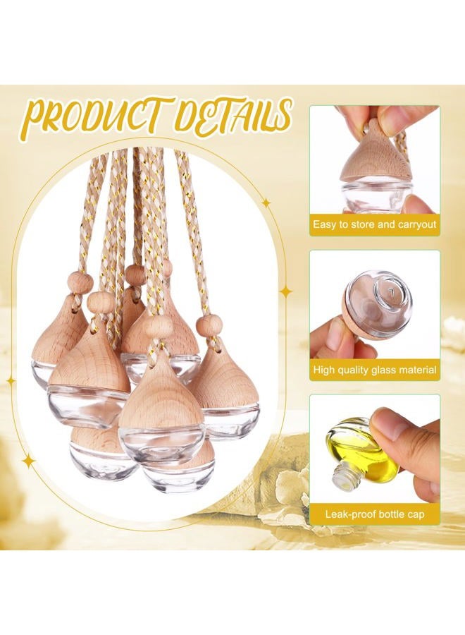 Mkhaslri 60 Pcs Hanging Car Air Freshener Car Diffuser Bottle Empty Glass Perfume Bottles Air Freshener Diffuser Bottle Pendant for Essential Oils Fragrance Aromatherapy Ornament Decor (Water Drop) - Image 2