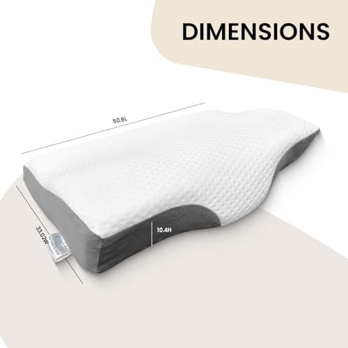 Sleepsia Memory Foam Pillow | 1 Year Warranty | Cervical Pillow for Neck Pain, Orthopedic Pillow for Neck Pain with Extra Curve Neck Support for Sleeping, Side & Back Sleepers (Grey/White) PK2 - Image 2
