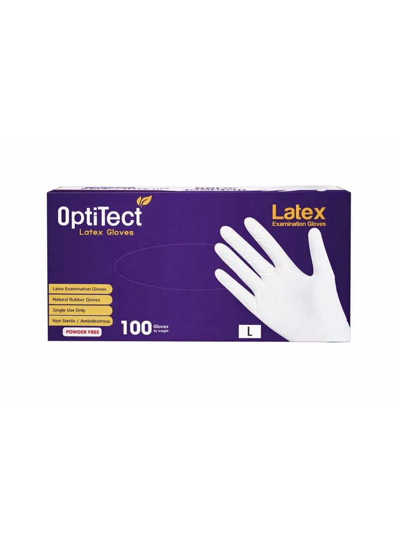 OptiTect Pack Of 2 OptiTect Latex Gloves Powder Free Large Size 100 Disposable Pieces - Image 2
