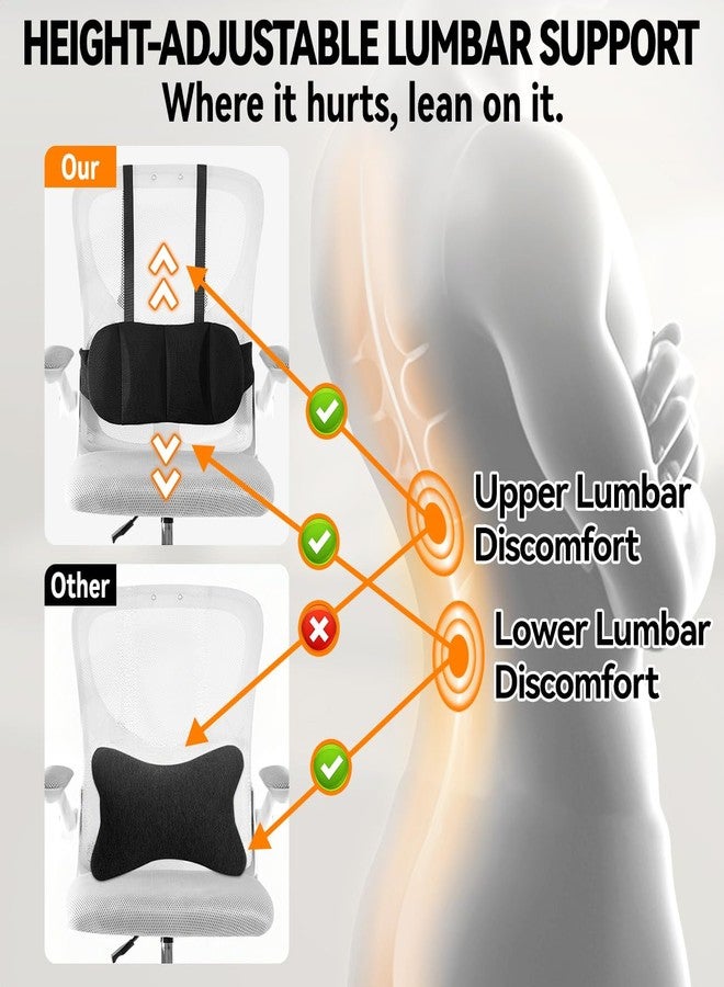 Veitail Lumbar Support Pillow for Office Chair and Car,Back Support for Office Chair Cushion,Adjustable Straps Securely Fixed Car Lumbar Support Pillow (Black, for Office Chiar) - Image 2