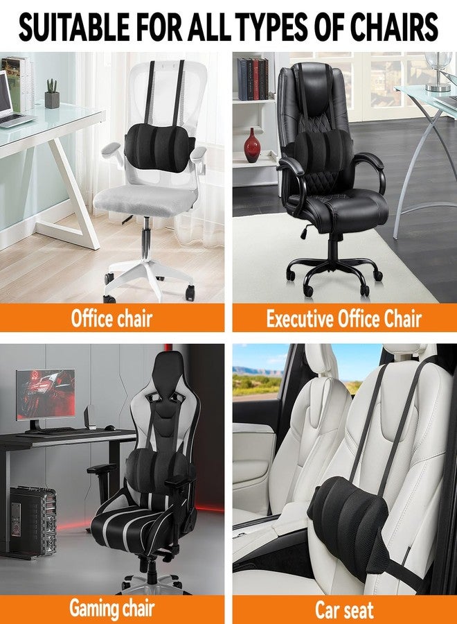 Veitail Lumbar Support Pillow for Office Chair and Car,Back Support for Office Chair Cushion,Adjustable Straps Securely Fixed Car Lumbar Support Pillow (Black, for Office Chiar) - Image 4