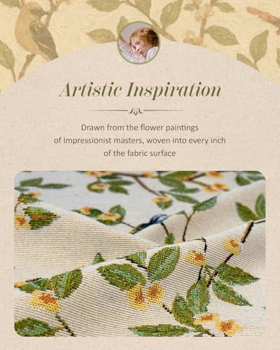 Kokaaee Decorative Throw Pillow Cover 18x18 Vintage Pillowcovers with Fringe Tree Bird Cute Embroidered Pillow Case with Zipper for Living Room Couch Sofa Bed Rustic Boho Design Abstract - Image 3