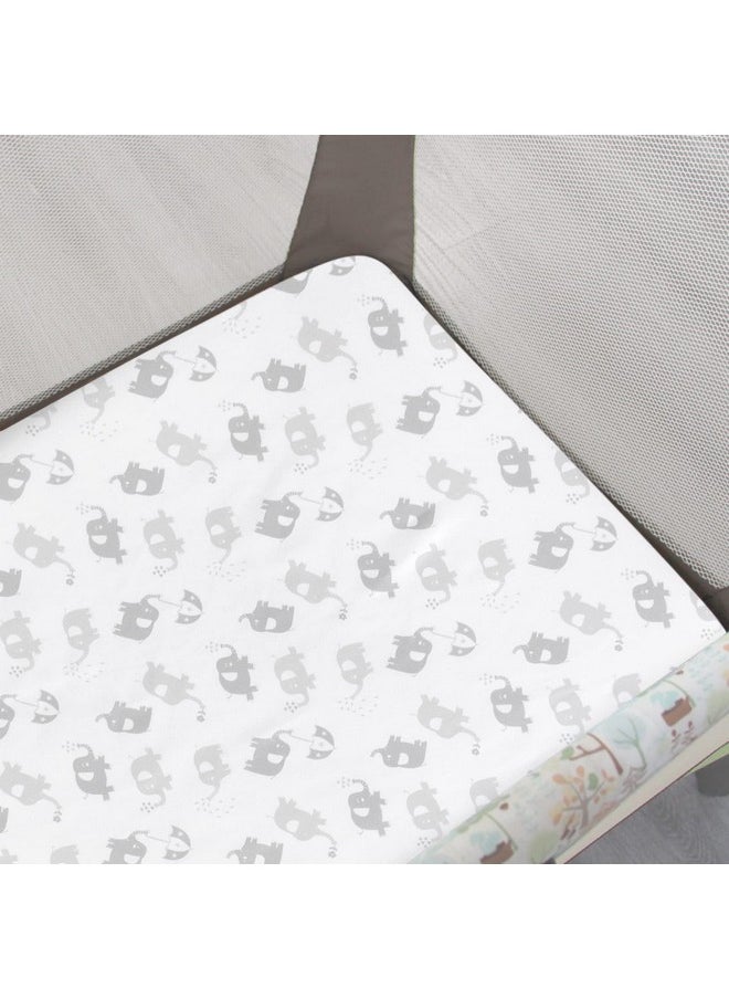 Moonsea Pack and Play Sheets 2 Pack, Stretchy Pack n Play Playard Fitted Sheet, Compatible with Graco Pack n Play, Soft and Breathable Material, Stars & Elephant  - Image 3