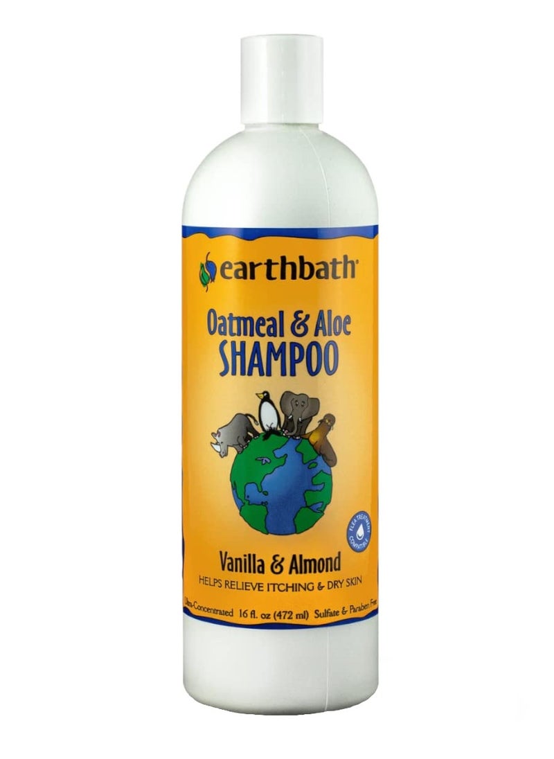 earthbath Oatmeal & Aloe Shampoo Vanilla & Almond Helps Relieve Itchy Dry Skin Made in USA 472ml  - Image 1