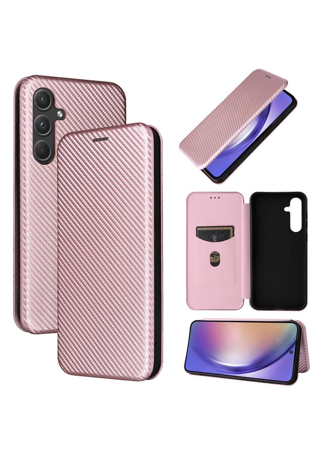 اس-توب جراب لهاتف Samsung Galaxy A55 5G مصنوع من ألياف الكربون وجلد قابل للطي - Image 1