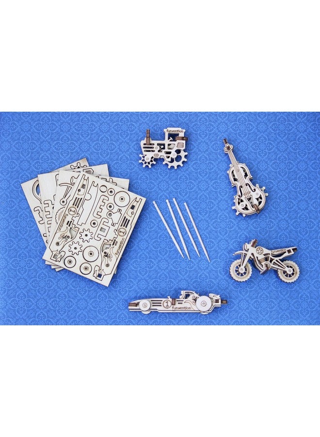 Funvention Funvention Fun Fidgets Assorted (6 x 4 DIY Miniature Mechanical Models Bike, Car, Guitar & Watch) Pack of 24 - Birthday Return Gifts Party Pack Return Favors for Kids Art & Craft STEM Learning Toys - Image 4