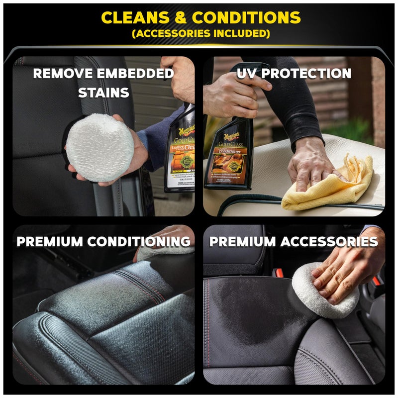 Meguiar's Leather Care Kit - Premium Car Cleaner and Conditioner â€“ The Perfect Interior Care for Automotive Seats, Leather Cleaner for Car Interior, 2 Bottles, 16 fl oz eachâ€‹ - Image 2
