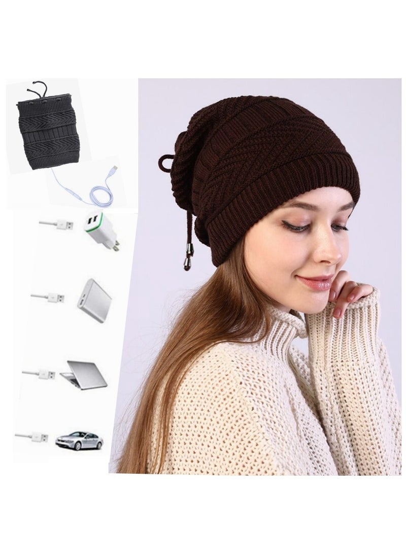 general USB Electric Heating Warm Heating Hat Outdoor Knitting Hat Bib Neck Two for Winter Heating Cap Scarf - Image 3