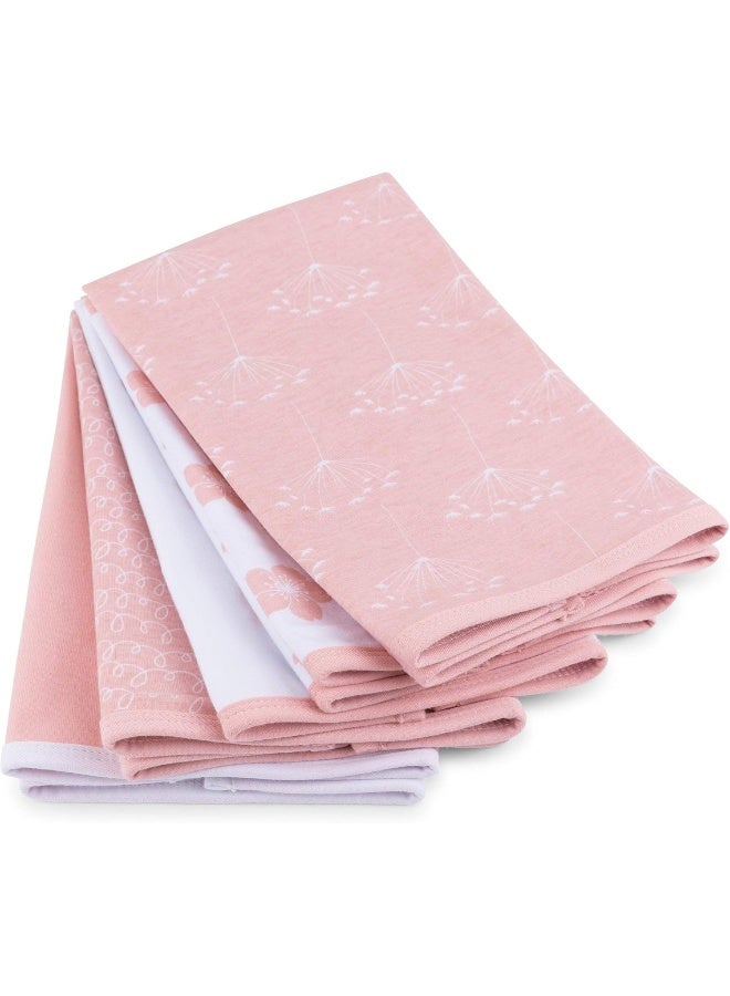 Ely's & Co. Baby Burp Cloth, Waterproof Reversible Jersey Cotton Large Burp Cloths, Cloth Diapers 20" x 12" 5 Pack I Pink Combo for Baby Girl - Image 1