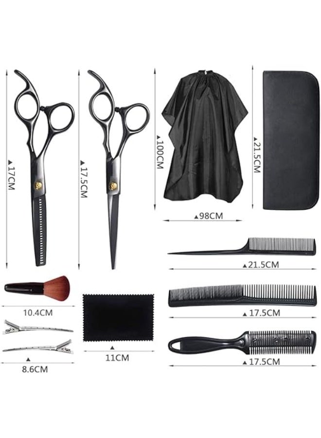 Ucanbe 11-Piece Hair Cutting Scissors Kit, Stainless Steel Hair Cutting and Thinning Shears Set with Comb, Barber Cape, Black Leather Case for Salon, Barber and Home Use - Image 5