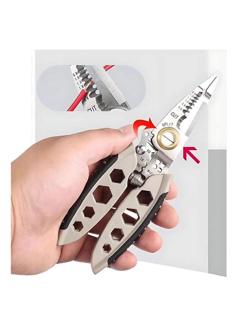 SYOSI 7-Inch Multipurpose Wire Stripper, 2024 New Professional Wire Stripping Tool for Electricians, Self-Adjusting, Stripping, Cutting and Crimping Capabilities, Ideal for Electrical Cables Stripping  - Image 4
