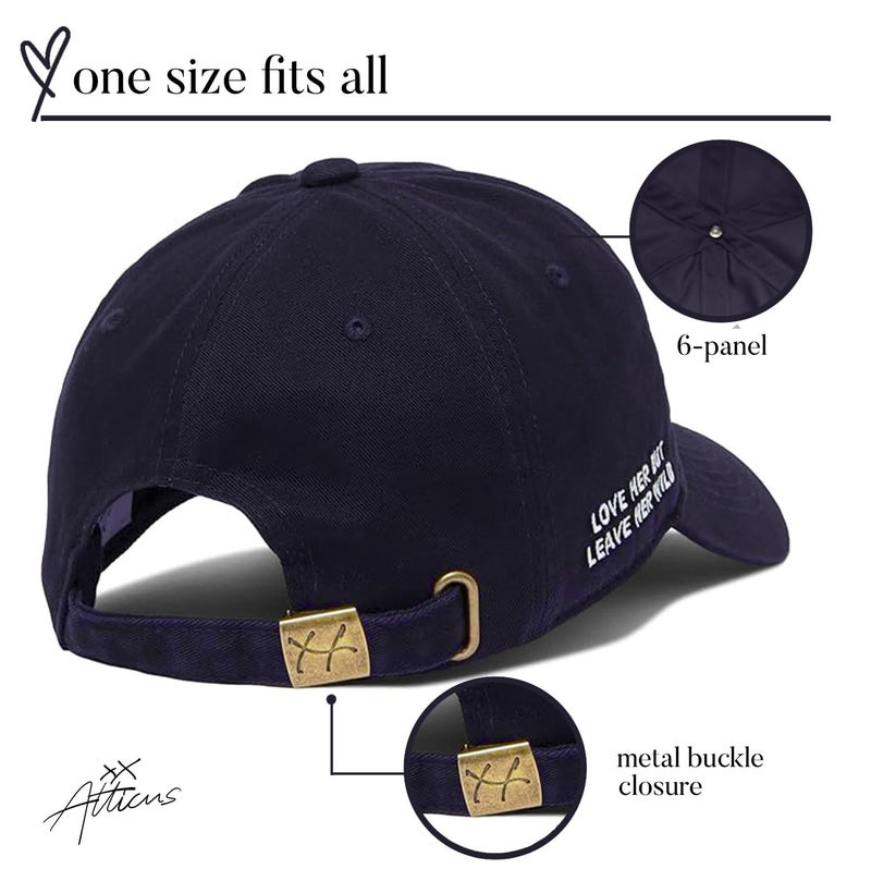 ATTICUS Poetry Hat, Embroidered Brushed Cotton Womenâ€™s Baseball Hat Unisex Fit, Adjustable One Size (Heart Navy) - Image 3