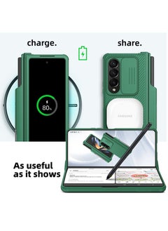 Homeosoobone Case Suitable for Samsung Galaxy Z Fold4 with S Pen Holder and Hinge Protector with Hidden Kickstand and Lens Slider Slim Cover  - Image 3