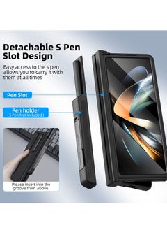 Homeosoobone Case Suitable for Samsung Galaxy Z Fold4 with S Pen Holder and Hinge Protector with Hidden Kickstand and Lens Slider Slim Cover  - Image 4