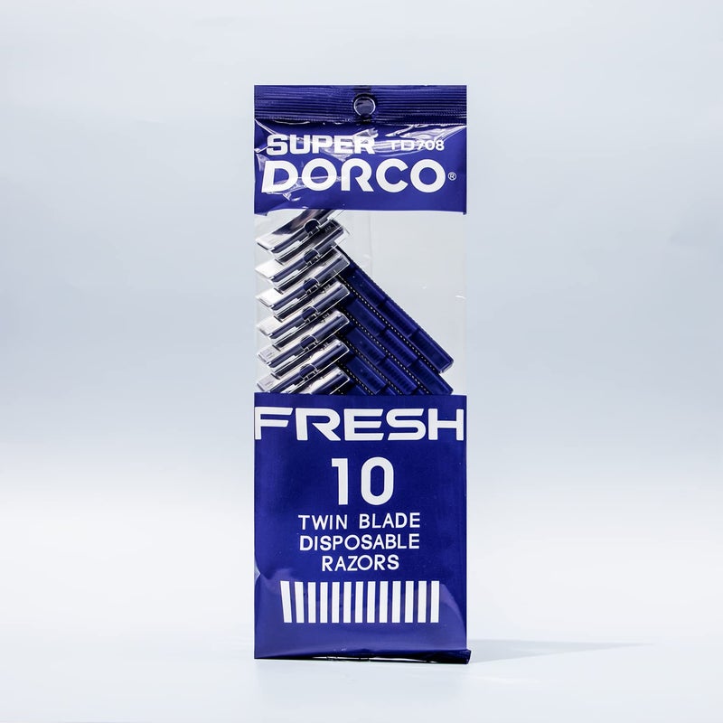 Dorco Fresh Twin Blade Disposable Razors for Men (60 Counts), Smooth & Comfortable Shave, Shaving Razors for Men, Non-Slip Handle, Ideal for Sensitive Skin & Travel - Image 2