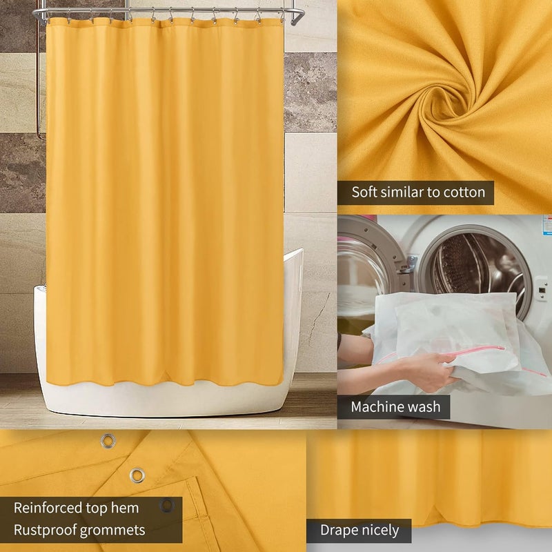 ALYVIA SPRING Yellow Shower Curtain or Liner with 3 Magnets - Soft Hotel Quality Fabric Shower Curtain for Bathroom, Light-Weight & Machine Washable - Standard Size 72x72, Mustard Yellow | 3 Magnets, Soft Cloth & Hotel Quality, Machine Washable, Light-Weight, Standard Size - Image 3