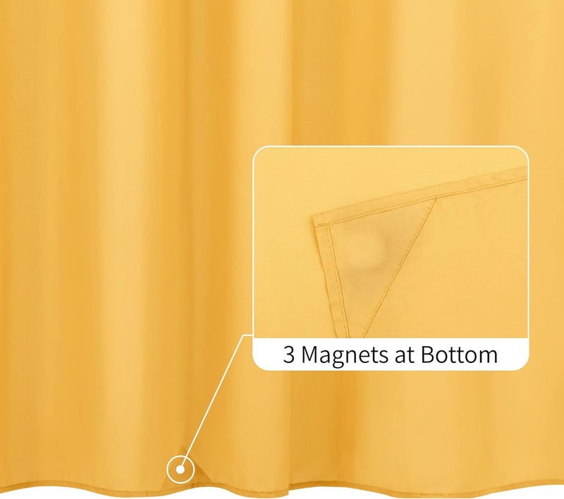 ALYVIA SPRING Yellow Shower Curtain or Liner with 3 Magnets - Soft Hotel Quality Fabric Shower Curtain for Bathroom, Light-Weight & Machine Washable - Standard Size 72x72, Mustard Yellow | 3 Magnets, Soft Cloth & Hotel Quality, Machine Washable, Light-Weight, Standard Size - Image 2