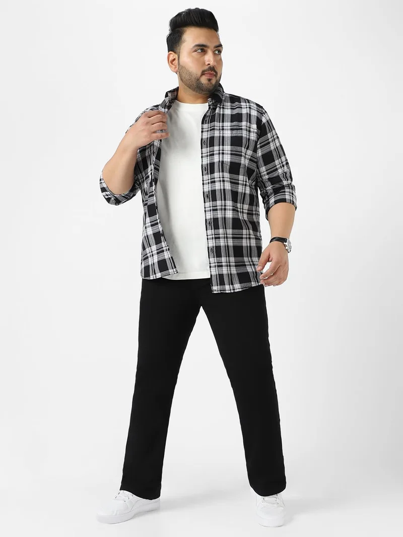 Urbano Fashion  Urbano Plus Men's Black Regular Fit Washed Denim Bootcut Jeans Stretchable  | Best Price UAE