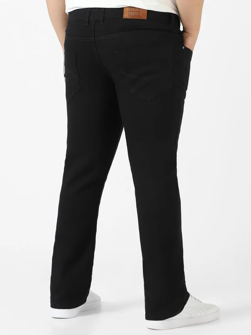 Urbano Fashion  Urbano Plus Men's Black Regular Fit Washed Denim Bootcut Jeans Stretchable  | Best Price UAE