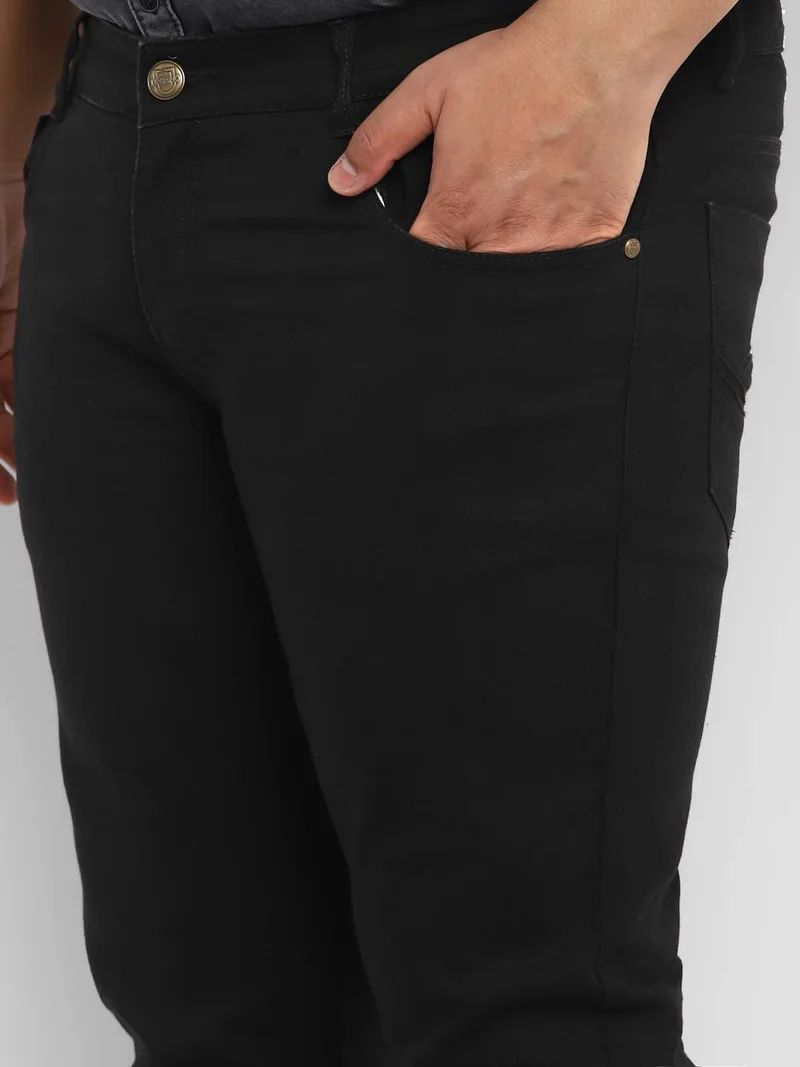 Urbano Fashion  Urbano Plus Men's Black Regular Fit Washed Denim Bootcut Jeans Stretchable  | Best Price UAE