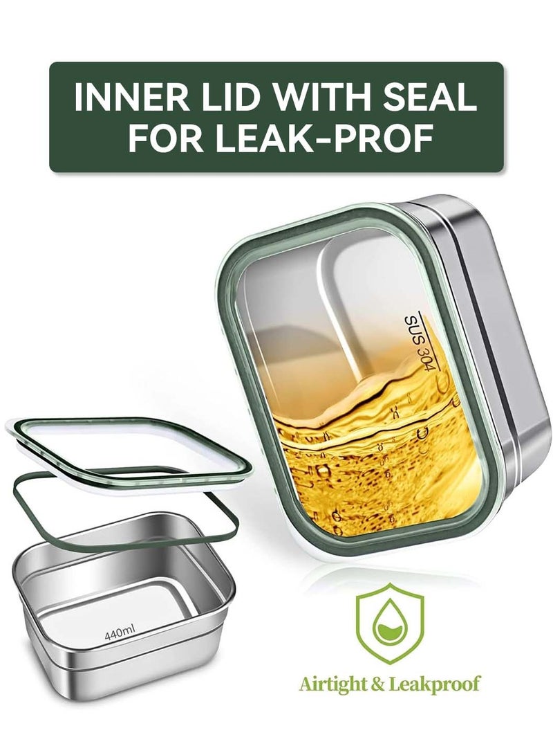 LEOKOR Stainless Steel Lunch Box, Insulated Bento Box with Lunch Bag and Tableware, Bento Lunch Box for Adults Office Kid School, Leakproof Food Container 3 pcs Total 720ML - Image 5