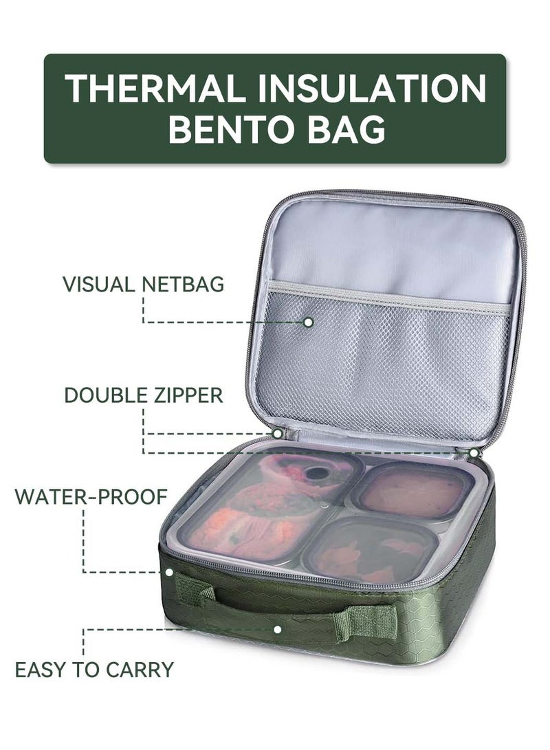 LEOKOR Stainless Steel Lunch Box, Insulated Bento Box with Lunch Bag and Tableware, Bento Lunch Box for Adults Office Kid School, Leakproof Food Container 3 pcs Total 720ML - Image 3