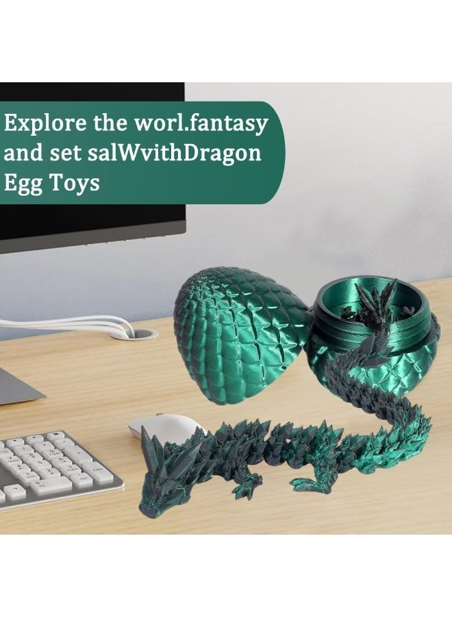 MAGIC VAULT بيضة تنين مطبوعة بتقنية 3D مع تنين داخلها – لعبة فidget تنين كريستالية، بيضة قابلة للجمع غامضة للأطفال والبالغين، هدية ديكور مكتبي خيالي (وردي وأزرق) - Image 4