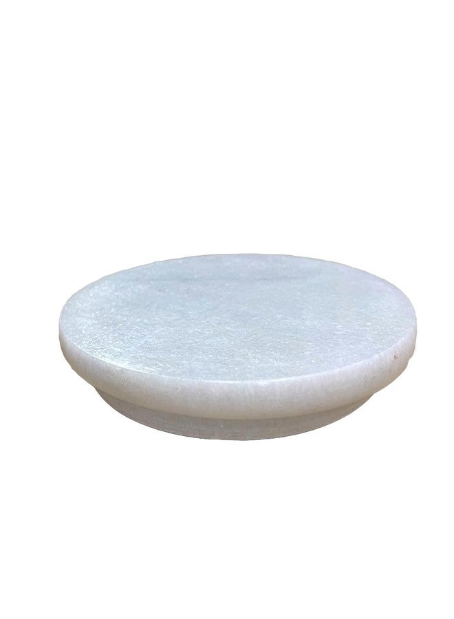 eGharonda White Marble Chakla/Rolling Pin Board/Roti Maker/Chapati Maker/Papad chakla for Kitchen | Full Finished Marble | 9 Inch - Image 1