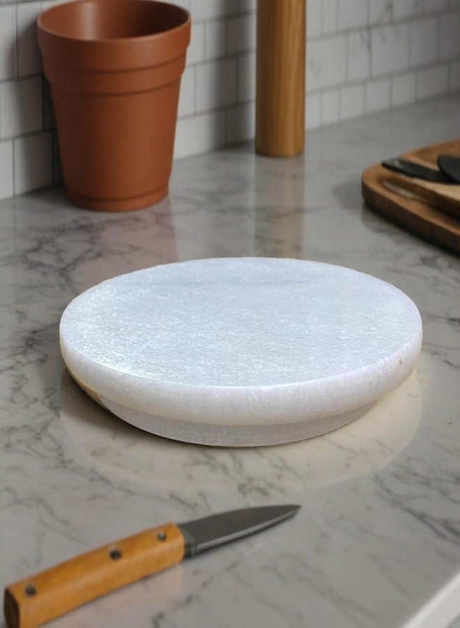 eGharonda White Marble Chakla/Rolling Pin Board/Roti Maker/Chapati Maker/Papad chakla for Kitchen | Full Finished Marble | 9 Inch - Image 4