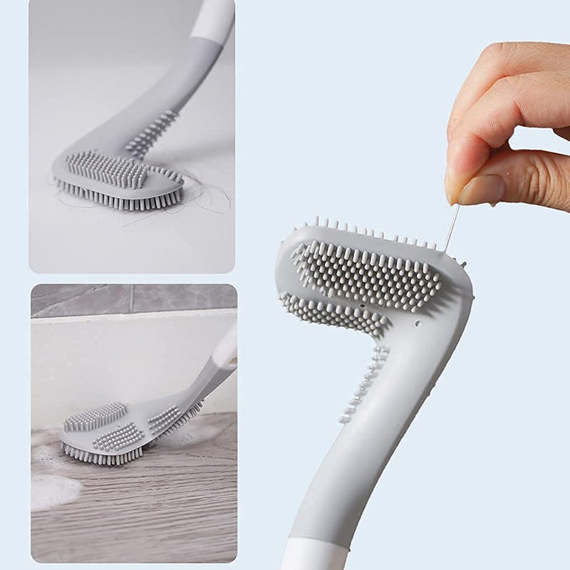 PADAR Western and Indian Silicon Toilet Brush with Slim No-Slip Long Handle, Flex Toilet Brush Anti-Drip Set, 360 Deep Golf Head Brush Toilet - Bathroom Cleaning Brush (Golf Shape) - Image 5