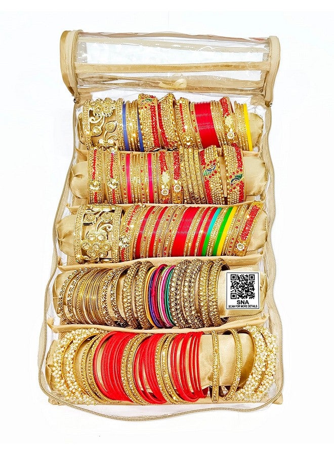 SNA 5 rola Satin Bangle Bag churi Vanity Vanity Bag Multipurposes Cosmetic Pouch Jewellery Make up Organiser Necklace Pouch Traveling Kit for Women and Girls - Image 2