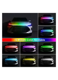 SYOSI Exterior Car LED Hood Light Strip, 59 IN Multi Color Car Under Hood Decoration Light Strips with Chasing, Flexible Waterproof Daytime Running Light Strip kit for Cars, SUVs, Trucks  - Image 3