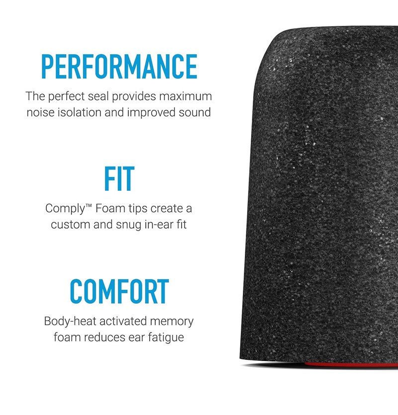 Comply Foam Ear Tips Designed for NuForce, ISOtunes PRO, Q-Jays, Etymotic Research, Westone & Shure, Large, 3 Pairs, Black - Memory Foam Earbud Tips, Earbud Replacement Tips, Made in the USA