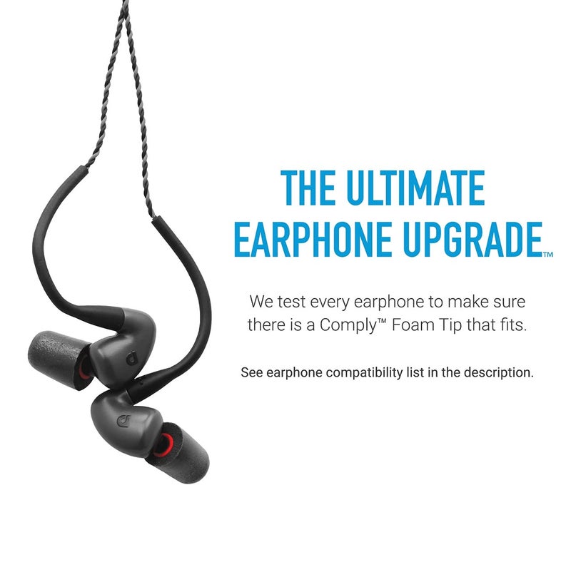 Comply Foam Ear Tips Designed for NuForce, ISOtunes PRO, Q-Jays, Etymotic Research, Westone & Shure, Large, 3 Pairs, Black - Memory Foam Earbud Tips, Earbud Replacement Tips, Made in the USA