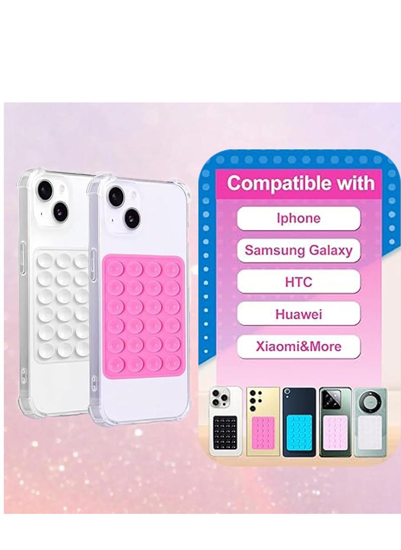 Silicone Phone Cases with Suction Cup, Hands Free Fidget Toy Mirror, Shower Phone Holder, Tiktok Videos and Selfies (White)