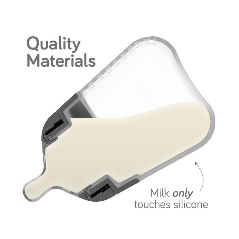NANOBÉBÉ Nanobebe Flexy Silicone Baby Bottle, Anti-Colic, Natural Feel, Non-Collapsing Nipple, Non-Tip Stable Base, Easy to Clean, 3-Pack, White, 9oz - Image 2