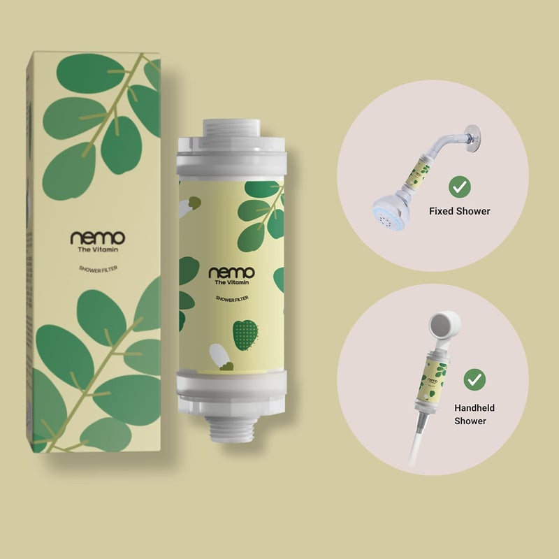 NEMO Vitamin Showerfilter (Fresh Moringa Scent) – Advanced Chlorine & Rust Removal | Vitamin C + Glycerin Enriched |Moisturising Filter for Soft Skin & Hair | Korean Water Purifier Technology | 1 Unit - Image 2