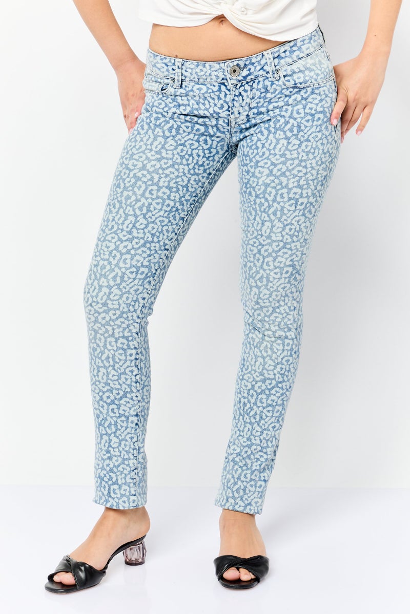 GUESS Women Skinny Fit Washed Denim Jeans, Blue - Image 1