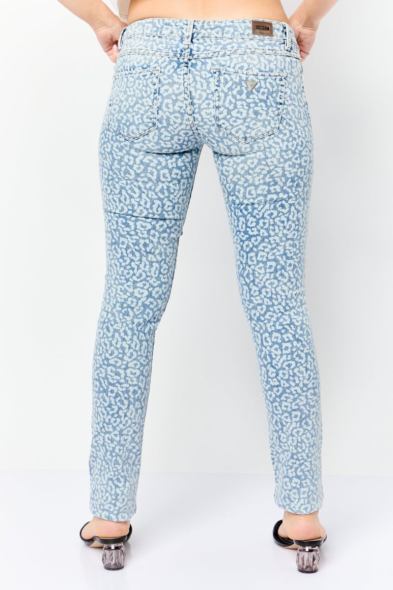GUESS Women Skinny Fit Washed Denim Jeans, Blue - Image 4