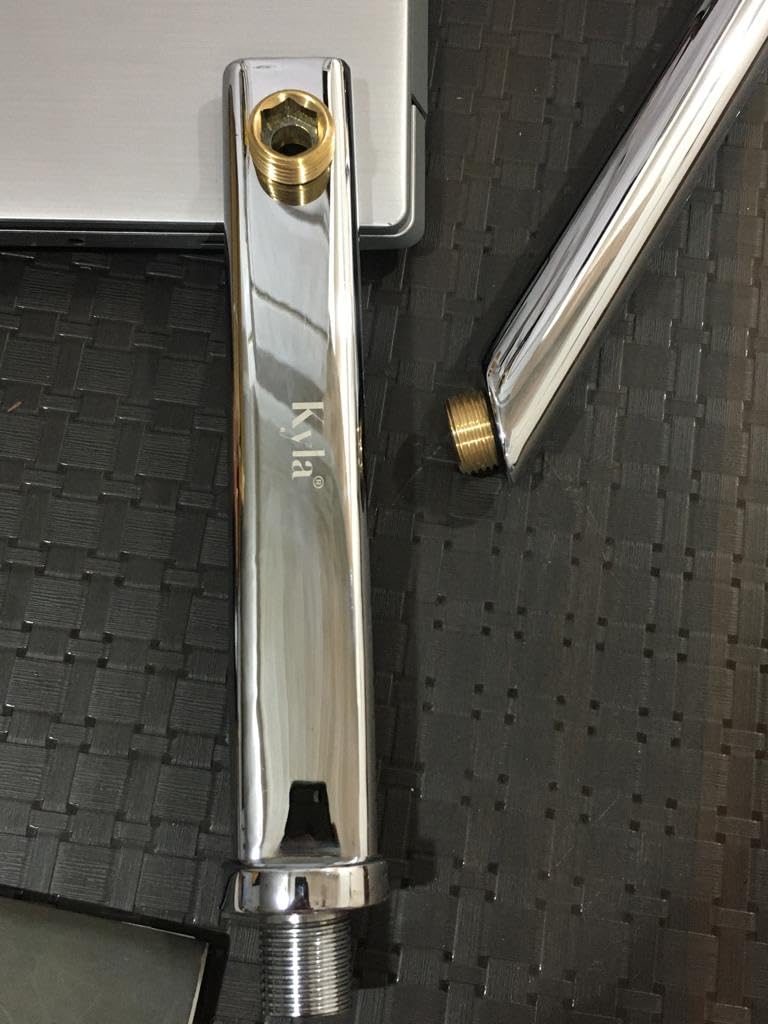 KYLA Kyla 15 Inches Square Shower Arm with Wall Flange Premium Stainless Steel Shower Arm for Overhead Showers  - Image 2