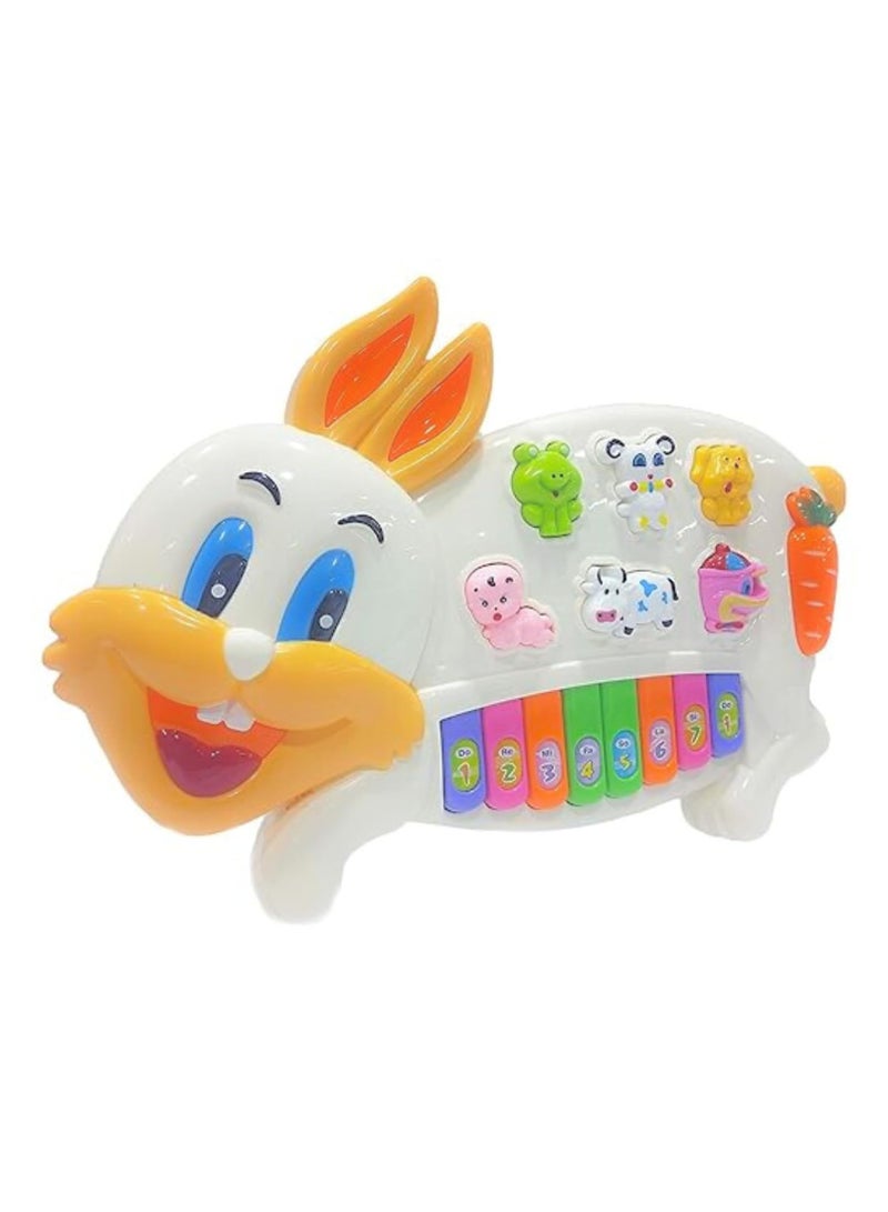 Musical RABIT Piano Toy with Flashing Light & Sound for Kids, Early Development Musical Toy Plastic with 3 Modes - Image 1