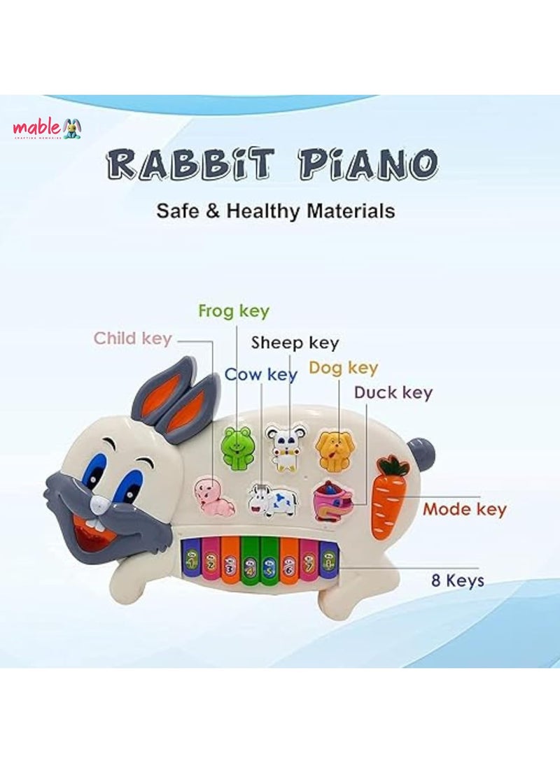 Musical RABIT Piano Toy with Flashing Light & Sound for Kids, Early Development Musical Toy Plastic with 3 Modes - Image 2